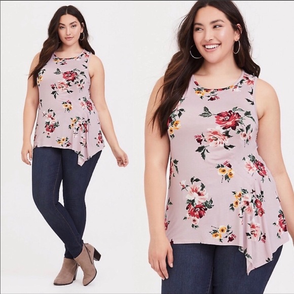 torrid Tops - Torrid Rose Light Side Gather Tank Top